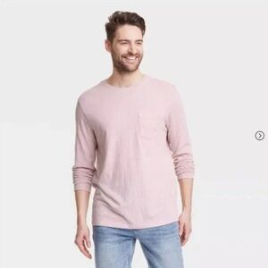 NEW - Goodfellow & Co Men’s Cotton Long sleeve w/pocket Pink size Large